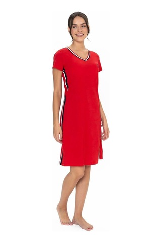 U.s. Polo Assn. 20007 Kadın V Yaka Kısa Kollu Günlük Gecelik Kırmızı