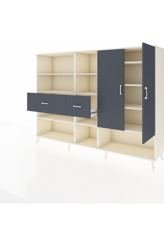 Hyperion Dolap 10 Raflı 2 Çekmeceli 2 Kapaklı 220x44x163 Aytaşı-a Aytaşı-antrasit