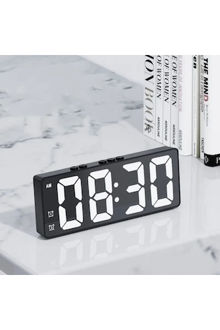 Led Çalar Saat Elektronik Öğrenci Dijital Saat Ses Kontrolü Çift Erteleme Black