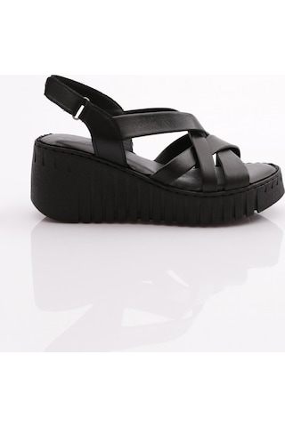 Dgn 254 Kadin Şeritli Açik Sandalet 254-2498-R11318 Siyah Siyah