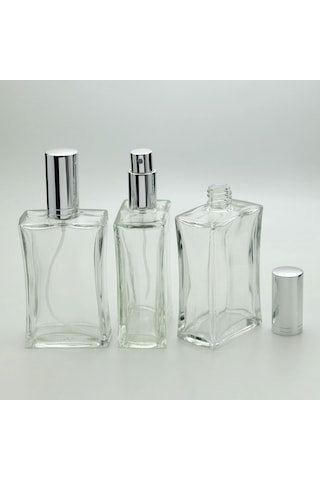 Boş Parfüm Şişesi 100 Ml 2 Adet Içbükey Tekrar Doldurulabilir Metal Valf Ve Kapak Içbükey Boş Şişe