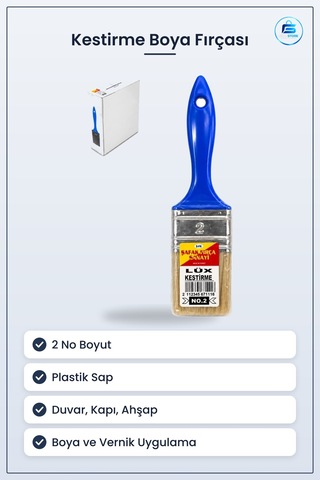 Kestirme Boya Fırçası 2 No Plastik Saplı Duvar Boyama Vernik Ve B