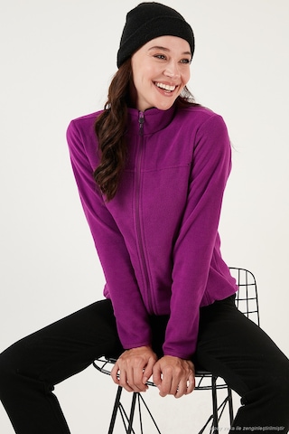 Lela Slim Fit Anti-pilling Tüylenme Yapmayan Fermuarlı Cepli Hırka 2' Li Paket Polar Kadın Polar 5907002s2 Ekru-mor