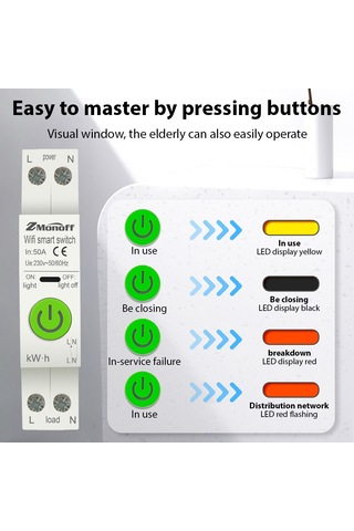 Fosenze Beyaz Tuya Wifi Akıllı Kesici: Akım Tutanaklama, Akım/gerilim Koruması, Uzaktan Kontrol Kaçak Akım Koruma Beyaz