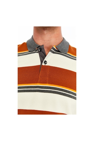 Ar-ma Erkek Ribanalı Regular Fit Çizgili %95 Pamuk %5 Elastane Ringel Pike Kumaş Polo Yaka Düğmeli Sweatshirt K30554953102 Kahverengi-k3 Kahverengi - Krem
