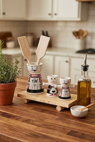 Doğal Ahşap Ayaklı Mutfak Düzenleyici Sunum Standı 30x15 Cm Açık Renk Ahşap