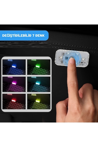 UniChrome 7 Renkli Araç İçi Dokunmatik Şarjlı Taşınabilir Mini Led Lamba