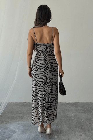 Paw Garage Kadın Megan Zebra Desenli Degaje Yaka Ayarlanabilir Askılı Astarlı Elbise Zebra