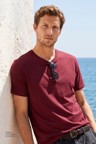 AC&Co / Altınyıldız Classics 4A4800000001BRDXS Slim Fit Bisiklet Yaka Kısa Kol Pamuklu Erkek Tişört Bordo