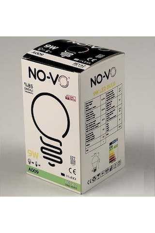 No-Vo 9 W Led Ampul Beyaz 6500K E-27 Duy 12 Adet