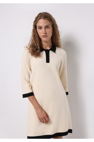 Colins Regular Fit Düz Kadın Ekru ¾ Kol Elbise Cl1076182 Q1.v1 Ecr Ekru