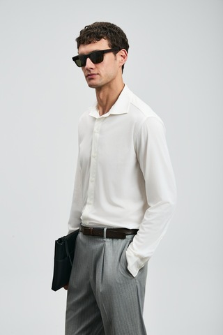 Lufian Carl Erkek Basic Gömlek Regular Fit Beyaz Beyaz 112010668100500 Beyaz
