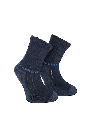Thermoform Trekking Extra Dolgulu, Darbe Emici Kışlık Unisex Çocuk Çorap 3'lü Paket Lacivert Renkli