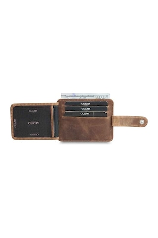 Guard Dikey Crazy Taba Hakiki Deri Kartlık Erkek / Kadın P5171 Taba