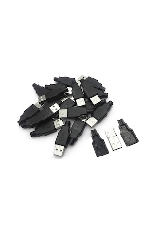 Usb A Erkek Konnektör - Lehim Tipi - Plastik - Usb Erkek Söket N11.4026