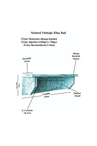 Neiwel Vintaje Elsa Eskitme Beyaz Mutfak Banyo Rafı