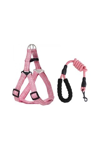 Gigi Panda Köpek Tasması Çok Büyük Boy Köpek Tasması Göğüs Kemerli Pembe XL 1.2 CM Pembe