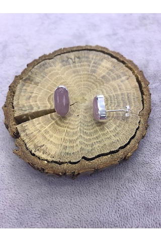 Gumusevi Pembe Kuvars Taşlı Gümüş 925 Ayar Küpe