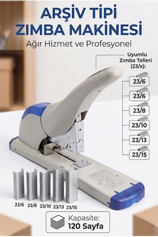 Büyük Boy Zımba Makinesi 1 Adet Temat 9120 Arşiv Tipi Zımba Makinası 120 Yaprak Kapasiteli Kollu Zımba Makinesi