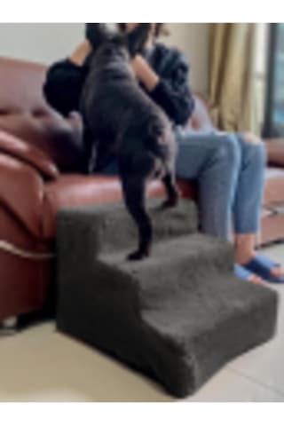 Kedi Köpek Merdiveni Fermuarlı 3 Basamak Sünger, Gri