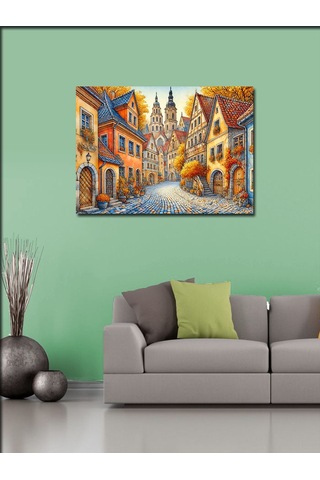 Kanvas Tablo Renkli Eski Şehir 100cmx140cm
