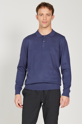 AC&Co / Altınyıldız Classics Erkek Indıgo Standart Fit Normal Kesim Polo Yaka Triko Kazak İndigo