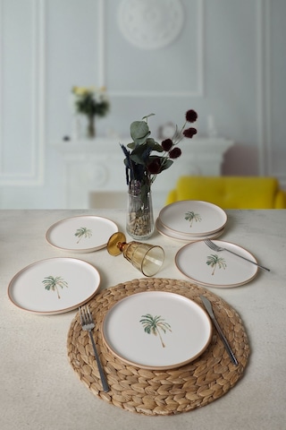 Keramika Bronze Palmiye Nordic Pasta Tabağı 22 Cm 6 Adet 22901 Çok Renkli