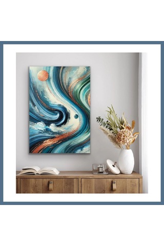 Buradabulabilirsin Turuncu Yeşil Mavi Soyut Kanvas Tablo 70x100cm Bbz