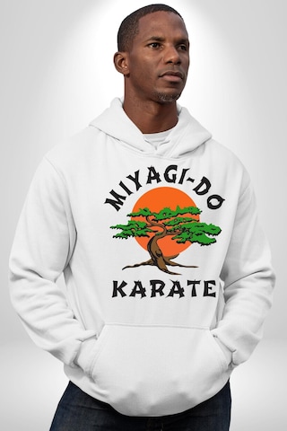 Miyagi-do Karete Çocuk Logo Dizi Bonzai Ağaç Kadın Erkek Beyaz Kapüşonlu Sweatshirt Hoodie Beyaz