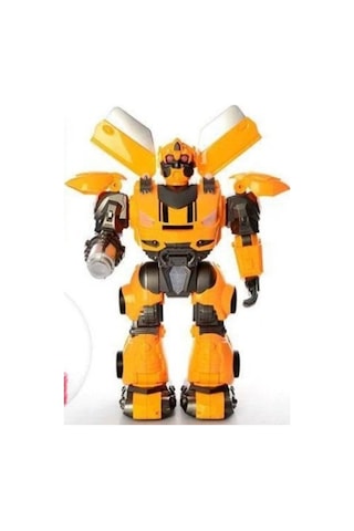 Uzaktan Kumandalı Sesli Işıklı Sünger Atarlı Oyuncak Dev Robot Sarı Renk