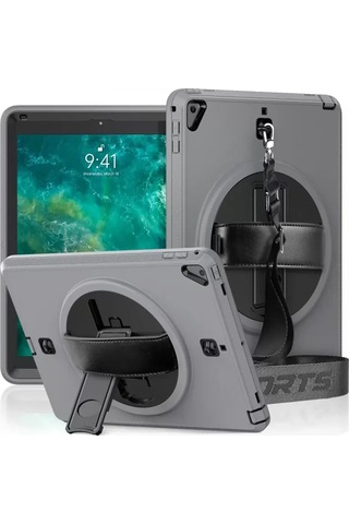 Newface Apple İpad Uyumlu - 5 Air 9.7 Kılıf Strap-c Otterbox Tablet Kapak - Gri Arka Kapak