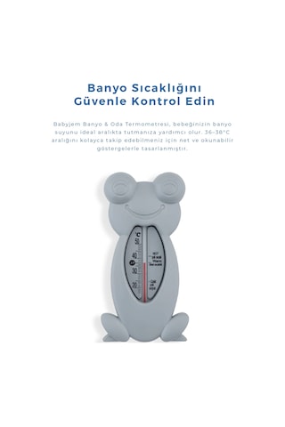 Babyjem Cıvasız Kurbağa Banyo Oda Termometresi Gri