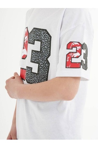 Çocuk 23 Yazılı Oversize Pamuklu T-shirt-16013 Ekru