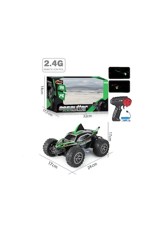 Assaulter 1:18 Yüksek Hızlı Işıklı Köpek Balığı Tasarımlı Uzaktan Kumandalı Rc Araba - Yeşil