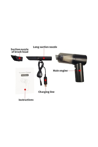 Besthome1 6000pa Süktionlu 120w Kablosuz Taşınabilir Led Işıklı Şarjlı Siyah El Tipi Süpürge, Ev-araç-ofis Temizliği Uygun
