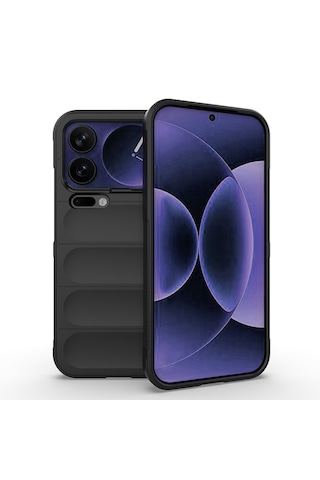 Xiaomi 17 Pro Max Kılıf Kamera Korumalı Esnek Tpu Oyuklu Arka Yüzey Tasarımlı Etnik Silikon Kapak Siyah