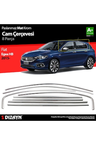 S-dizayn Fiat Egea Hb Krom Cam Çerçevesi 8 Prç. 2015 Üzeri Mat Krom A+ Kalite