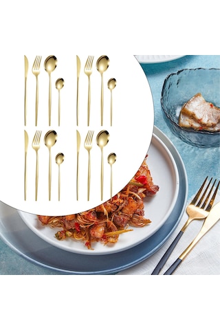 Suntek Mutfak Çatal Bıçak Takımı Çok Altın-16-adet
