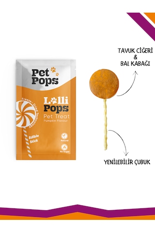 Lollipops Tavuk Ciğeri Bal Kabağı 3'lü Kedi Köpek Ödül Lolipopu