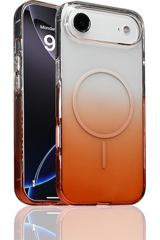 Apple Uyumlu iPhone 17 Air Kılıf M-safe Şarj Özellikli Zore Septik Silikon Kapak Turuncu