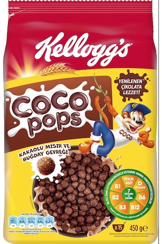 Kellogg's Coco Pops Kakaolu Mısır Ve Buğday Gevreği 450 Gr X 3 Adet