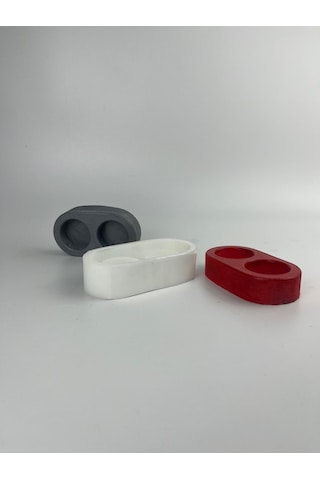İkili Tealight Mumluk Silikon Kalıp