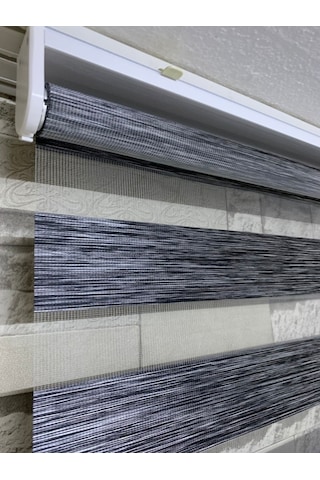 Antrasit Gri Renk Bambu Zebra Perde (Etekli)