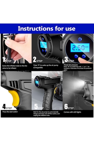 Dinosaurs 120w Kablosuz Araba Hava Kompresörü