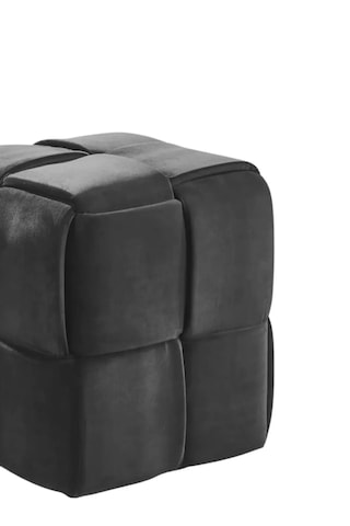 Most Spiral Kare Puf 26 Koyu Antrasit Kadife Kumaş Evinize Tesli