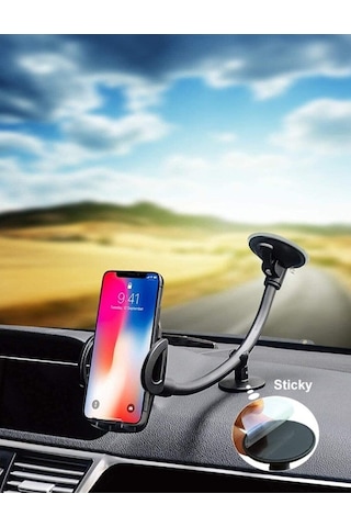 Uzun Kollu Vakumlu Destekli Telefon Tutucu Geniş Torpidolar Için