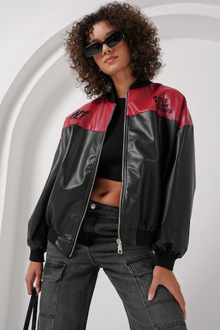 Bigdart 0698 Baskılı Suni Deri Bomber Ceket - Bordo