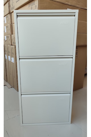 Kaser Marka 3 Kapaklı Metal Ayakkabılık (539136099) Krem