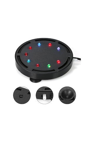 Vkemall Akvaryum Renkli Baloncuk Işığı - Led Dalga Işıklandırıcı, Su Altı Dekorasyonu, Emici Çene, Güvenli Kullanım, Avrupa Plug Q9