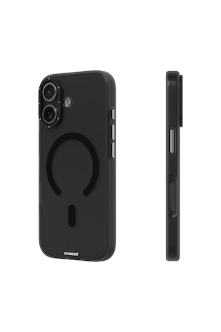 Apple Uyumlu iPhone 17 Kılıf M-safe Şarj Özellikli Youngkit Hidden Sand Serisi Kapak Siyah Siyah